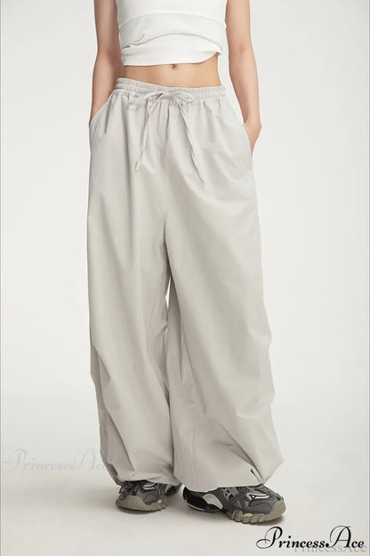 Athletic Stretchy Waist Relaxed Cargo Pants Grey / S