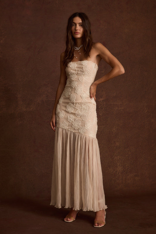 Blush embroidered maxi dress with embroidered accents, a vacation maxi dress essential.