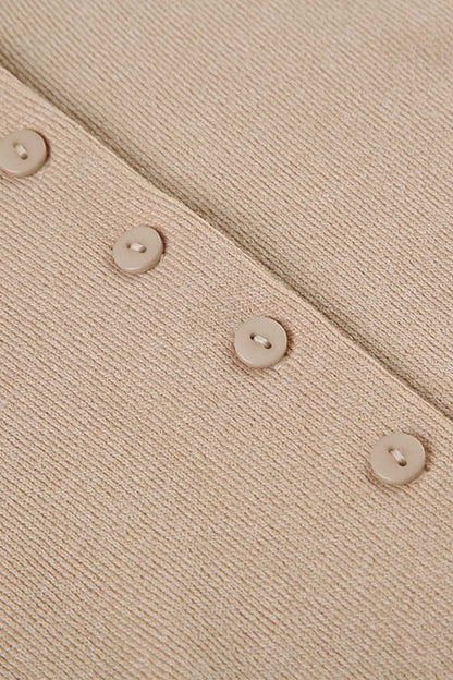 Deep V-Neck Buttoned Sweater Dress