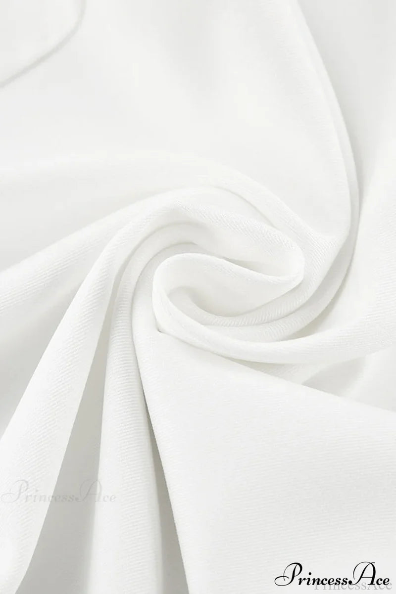Elegant High Waist White Wide Leg Pants
