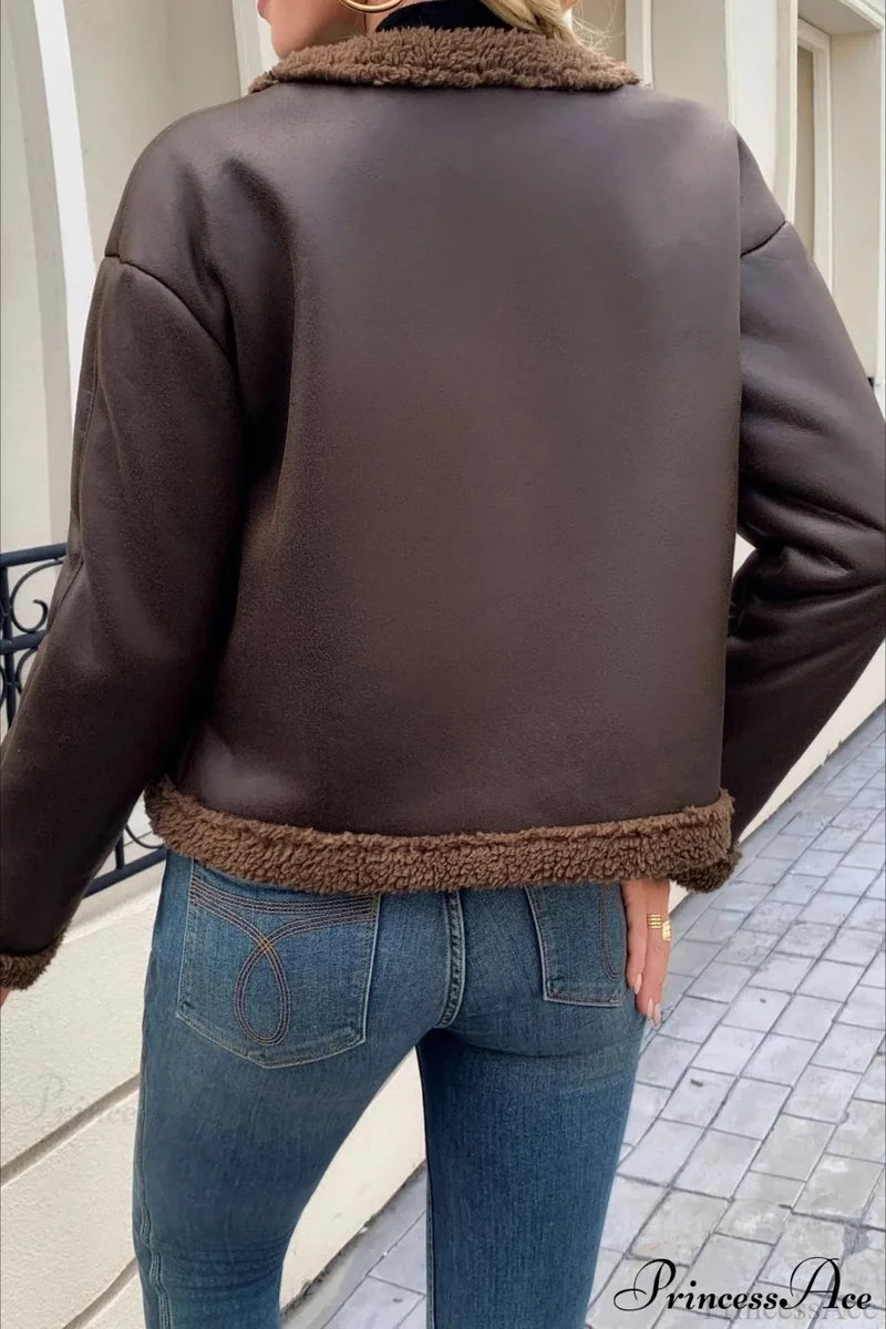 Fleece Collar Warm Fashion Casual Coat