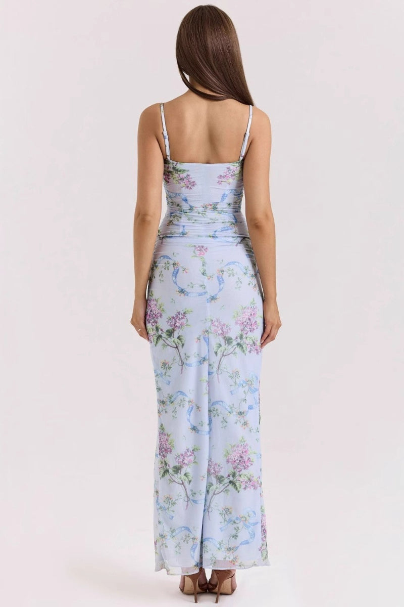 Floral Spaghetti Strap Slim Fit Maxi Dress