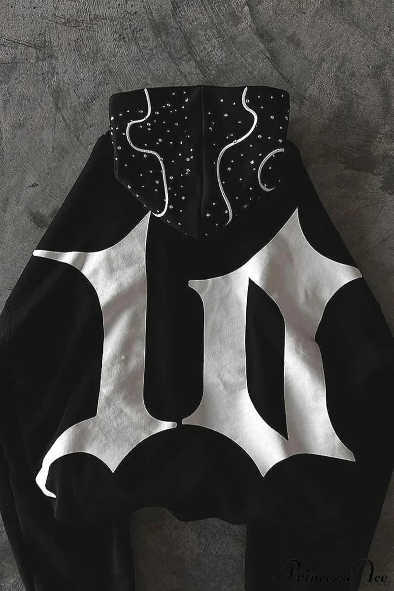 Goth Dark Letter Print Unisex Harajuku Oversized Hoodie