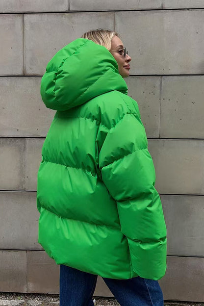 Heavy Duty Zipped Hooded Puffer Jacket