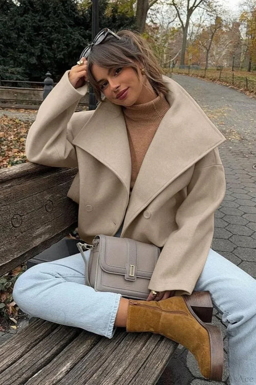Khaki Wool Double Breasted Jacket Khaki / S
