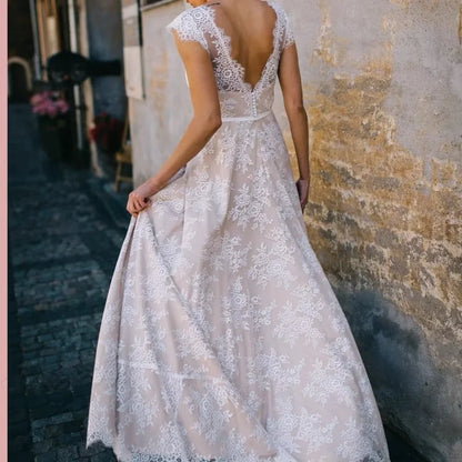 Lace Mermaid Long Train Wedding Dress weddingdress-250223