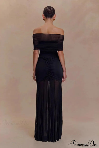 Mesh Panel Strapless Elegant Bodycon Party Dress