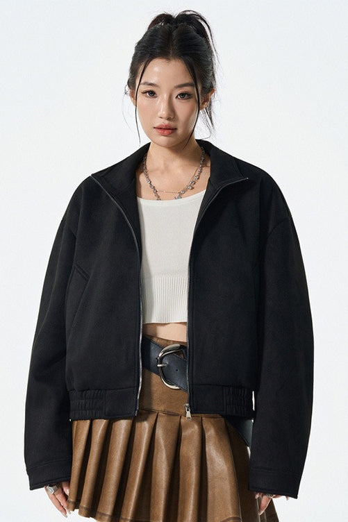 PU Leather Moto Style Longline Jacket S / Black