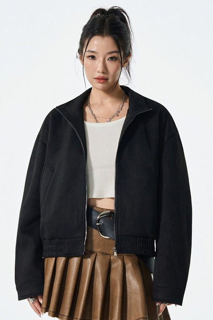 PU Leather Moto Style Longline Jacket S / Black