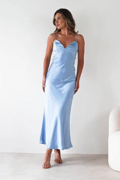 Satin Backless Tie Party Dress