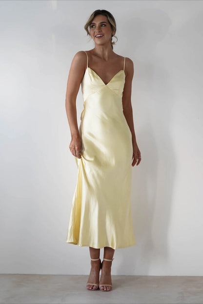 Satin Backless Tie Party Dress