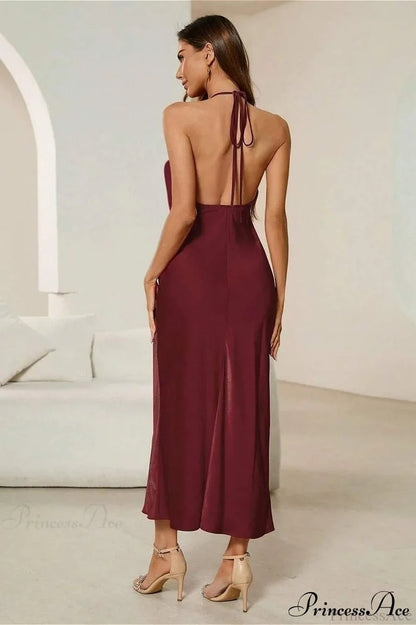 Satin Spaghetti Strap Sexy Party Dress