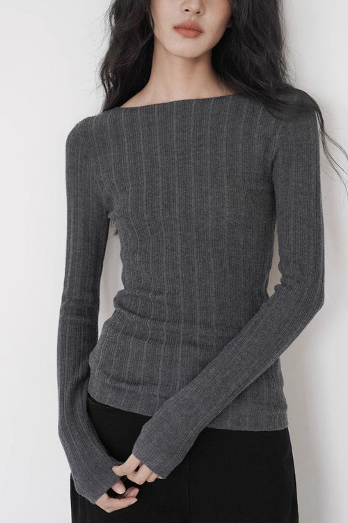 Semi-Sheer Unique Fitted Knit Top