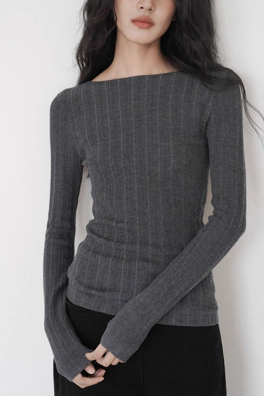 Semi-Sheer Unique Fitted Knit Top