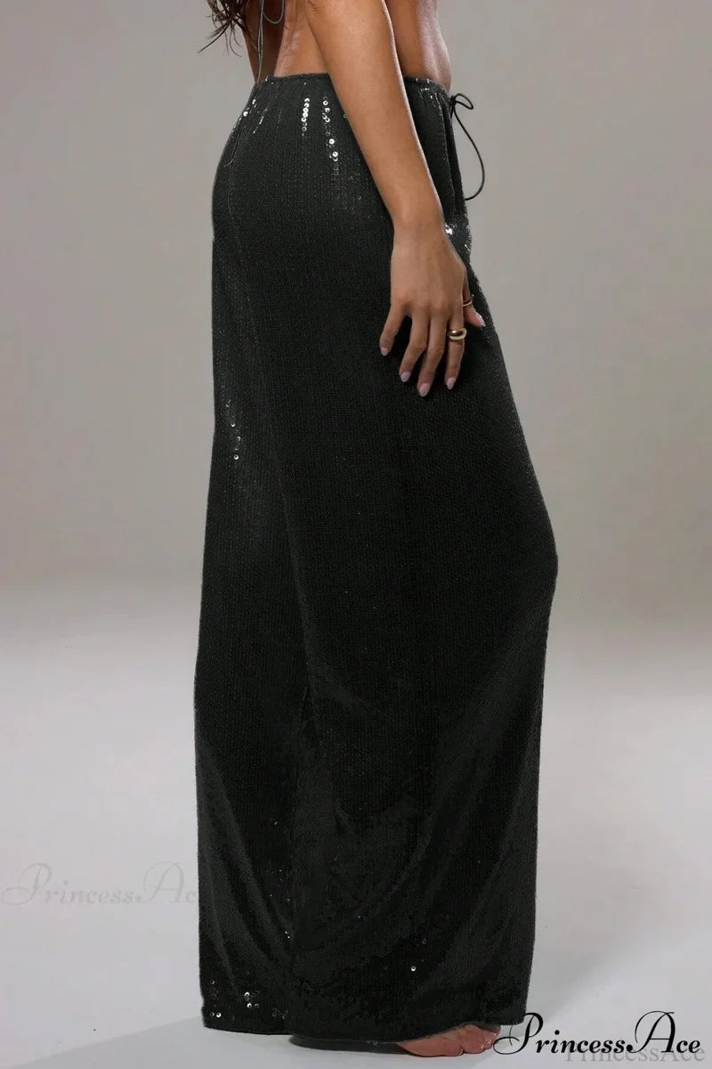 Sequin Loose Wide-Leg Casual Pants