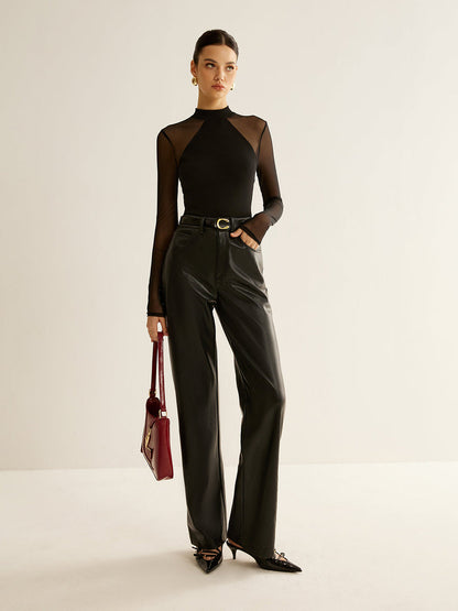 Sheer Long Sleeve Jersey Top T Shirts