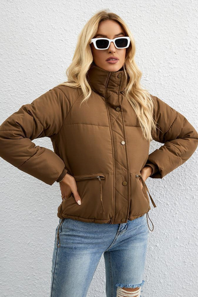 Short Stand Collar Puffer Coat coats