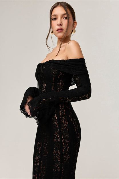 Strapless Lace Mermaid Maxi Dress