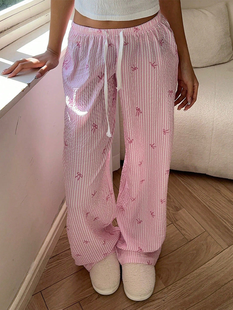 Striped Wide Leg Drawstring Pant