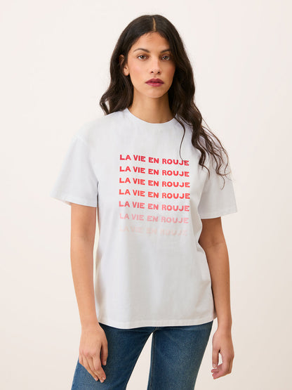 EDOUARD white gradient print T-shirt worn on a model by Rouje