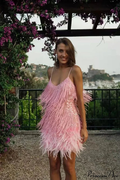 Tassel Sequin V-Neck Bodycon Party Dress