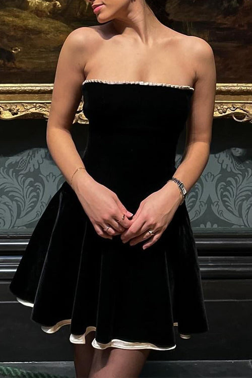 Velvet Bustier A-line Cocktail Dress