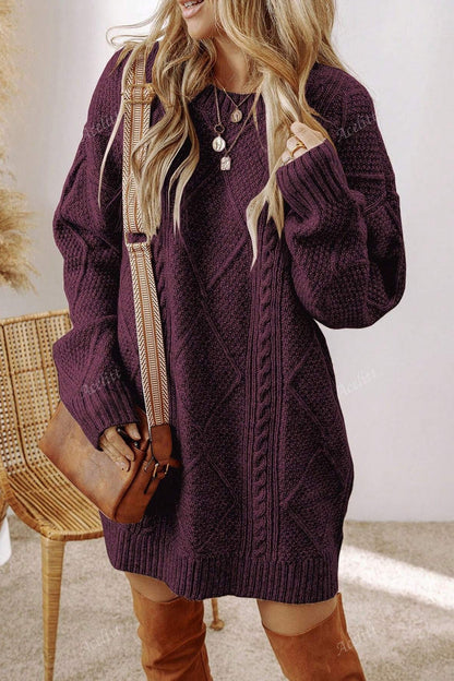 Vintage Textured Knit Midi Sweater