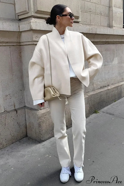 Woolen V-Neck Short Loose Chillax Coat