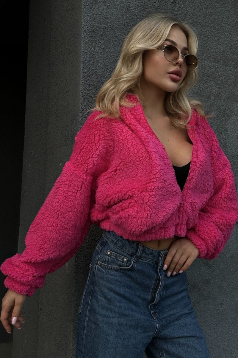 Zip-Up Teddy Fleece Hoodie